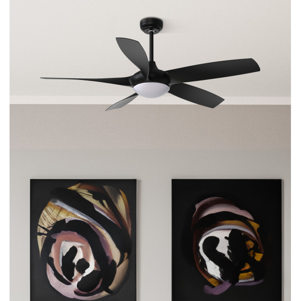 Ventilador DC 24w Galleo Negro 5 Aspas 137d 2400Lm 6 velocidades 3000-4000-6500k C/remoto,memoria Y Temporizador