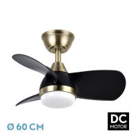 Ventilador Dc 24w Pirdo Cuero/negro 3 Aspas 60d 2400lm 6 Velocidades 3000-4500-6000k  C/remoto, Memoria Y Temporizador