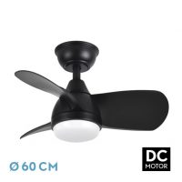 Ventilador Dc 24w Pirdo Negro 3 Aspas 60d 2400lm 6 Velocidades 3000-4500-6000k C/remoto, memoria Y Temporizador