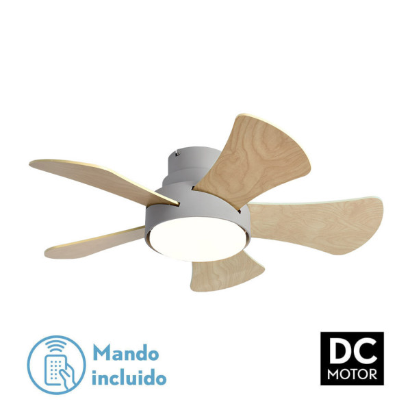Ventilador 25w Dc Gris Gregario 5 Aspas Rev. Blanca/haya 6 Vel.3000-4000-6000k 82D Remoto,memoria y Temporizador