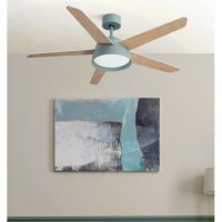 Ventilador 25w Dc Verde Lebeche 5 Aspas Rev.  Blanca/haya 6 Vel. 3000-4000-6000k 132d Remoto,memoria Y Temporizador