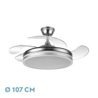 Ventilador Bayomo 59w 6980lm Niquel 4 Aspas Desp. 34,5/42x50/107 D.3 Color. Dc.remoto+Reg.Intensidad