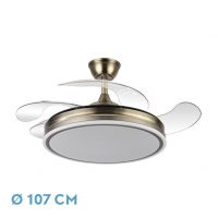 Ventilador Bayomo 59w 6980lm Cuero 4 Aspas Desp. 34,5/42x50/107d.3 Color, Dc.remoto+Reg.Intensidad