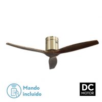 Ventilador Dc Aguilon Cuero 3 Aspas Roble 6 Velocidades Sin Luz Remoto Y Temporiz.132d