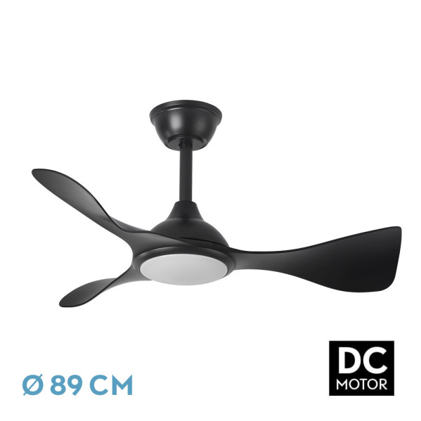 Ventilador Dc Caiman 36w 3600lm Negro 89d 3aspas 6vel 3000-4500-6500k Remoto+reg.intensidad+memoria+temporizador