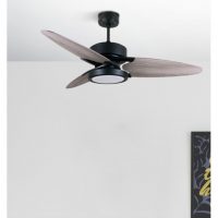 Ventilador Dc Cross 30w Negro 3 Aspas Gris/roble 6vel. 3 Colores 3250lm 132d Remoto, Memoria Y Temporizador