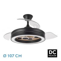 Ventilador Dc Cupido 55w Negro/madera 3asp.107d 4960l 3000-4500-6500k Reg.intensidad+remoto+memoria+temporizador