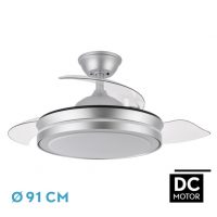 Ventilador Dc Esparta Mini Plata 59w 6980lm 91d 3asp.d Esp.3000-4000-6000k Remoto+tempor+memori