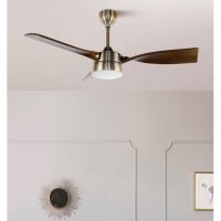 Ventilador Dc Estio 24w Cuero/roble 3aspas132d Regulable Intensidad 2650lm 3000k,4000k,6000k Remoto+temporizador+mamoria