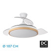 Ventilador Dc Evros 59w 6980lm Blanco/haya 107d 3asp.despegables 3000-4000-6000k Remoto+reg.intensidad+temporizador+memoria