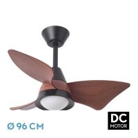 Ventilador Dc Jaguar 30w 3000lm Negro/roble 96d 3aspas 6vel 3000-4500-6500k Remoto+reg.intensidad+memoria+temporizador