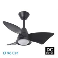 Ventilador Dc Jaguar 30w 3000lm Negro 96d 3aspas 6vel 3000-4500-6500k Remoto+reg.intensidad+memoria+temporizador