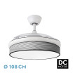Ventilador Dc Moda 72w Blanco/surco Gris 108d 3aspas 7200lm 3000k,4000k,6000k Remoto+memoria+temporizador - Imagen 2