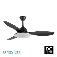 Ventilador Dc Negro Yael 72w 3000-4000-6000k 122d 7200Llm 3 Aspas, Remoto+temporizador+memoria