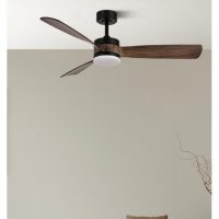 Ventilador Dc Oriente 26w Negro 3 Aspas Roble 132d 6vel 3colores 2950lm Remoto,temporizador,memoria 24