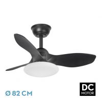 Ventilador Dc Paramo 36w 2880lm Negro 3 Aspas 82d  3000k,4500k,6000k,remoto+tempor+memoria