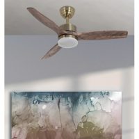 Ventilador Dc Torino 24w Cuero 3aspas Roble 6vel 107d 2424lm 3000k,4000k,6500k Remoto+temporizador+memoria