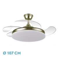 Ventilador Dc Tridente 59w Cuero 4aspas Desp 107d 6980lm Reg.intensidad Remoto+temporizador+memoria 3000-4000-6000k