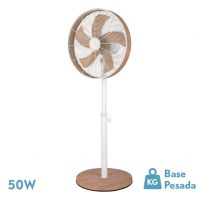 Ventilador De Pie Alcañiz Blanco/haya 3vel.50w.5aspas Oscilante Y Rotatorio Regx45x37cm
