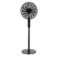Ventilador De Pie Torbellino Negro 3velocidades 60w 13aspas Regx41x41 Display Oscilante, Remoto, Temporizador
