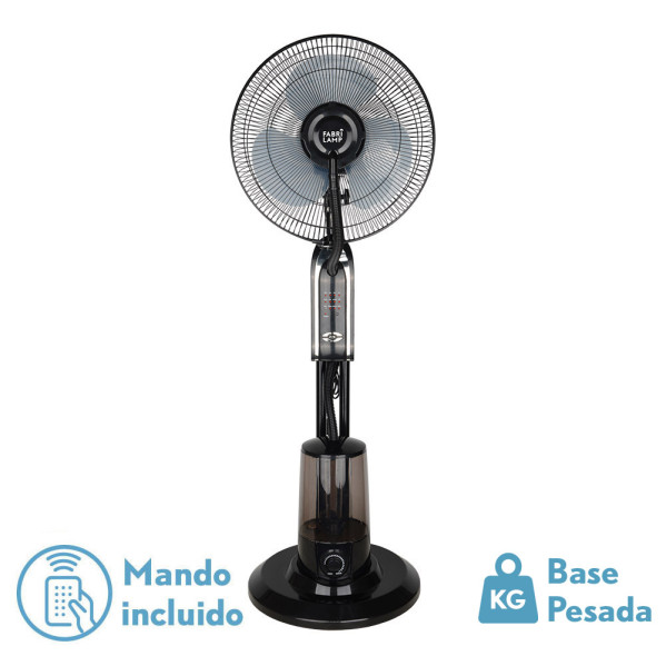 Ventilador De Pie Tromba Negro 3 Vel 80w Nebulizador Tanque De Agua 3L C/remoto Y Temporizador 120x45x40 Cm