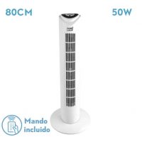 Ventilador De Torre Tuka Blanco 3 Vel 50w C/remoto Oscilante Temporizador 80x25x25 Cm