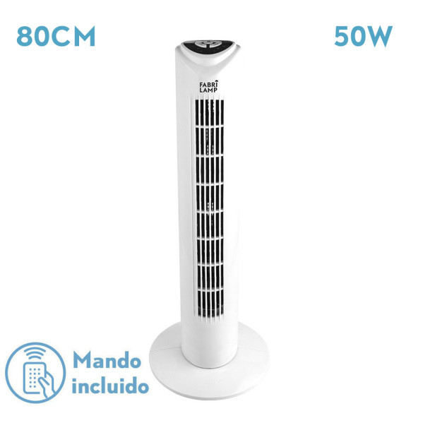 Ventilador De Torre Tuka Blanco 3 Vel 50w C/remoto Oscilante Temporizador 80x25x25 Cm