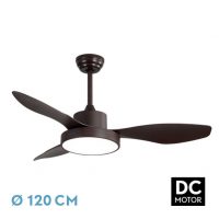 Ventilador Dc Hayate 48w 4080lm Marron 3 Asp 33/48x120x120cm 3000-4000-6000k C/remoto, Memoria Y Temporizador