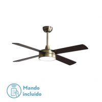 Ventilador Dc Nevery 26w Cuero 4 Aspas Roble/nogal 122d 2950lm 3000-4000-6000k Remoto-temporizador-memoria 24