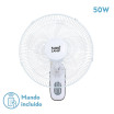 Ventilador Pared Cuta Blanco 3Vel. 50w C/remoto Oscilante 5 Aspas Transp. Temporizador 53x43x30 Cm