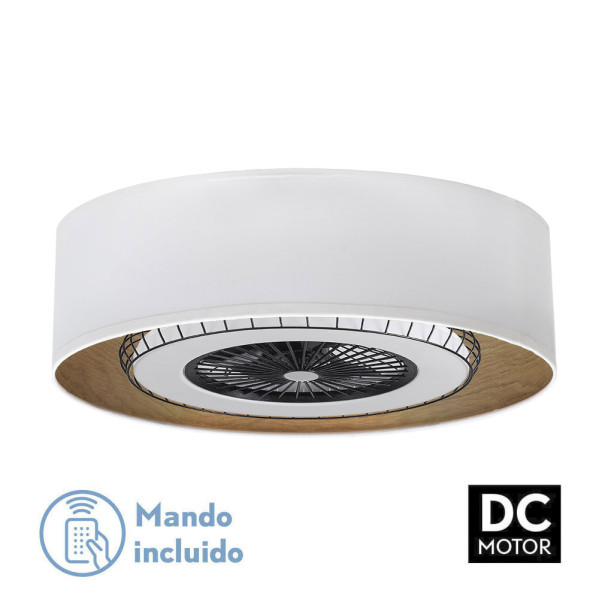 Ventilador DC Tania 72w Blanco/madera Clara 5 Aspas 6 Velocidades 3col Remoto,memoria,reg.Intensidad,temporizador 6120lm 70d