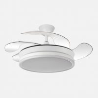 Ventilador Dc Bayomo Blanco 59w 6980lm 91d 4asp.desplegables 3000-4000-6000k Remoto, Regulable Intensidad, Temporizador, Memoria