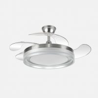 Ventilador Dc Cerrato Niquel 59w 4aspas Desplegables 107d 6980lm 6vel 3000k,4000k,6000k, Remoto+reg.intens.+temporizador+memoria