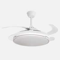 Ventilador Dc Papiro 59w Blanco 4aspas desp.107d 5900lm Reg.intensidad 3000k,4000k,6000k Remoto+ Memoria+ Temporizador