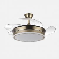 Ventilador Dc Bayomo Cuero 59w 6980lm 91d 4asp.desplegables 3000-4000-6000k Remoto, Regulable Intensidad, Temporizador, Memoria