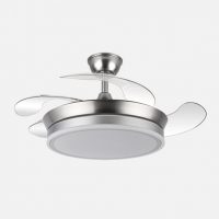 Ventilador Dc Bayomo Niquel 59w 6980lm 91d 4asp.desplegables 3000-4000-6000k Remoto, Regulable Intensidad, Temporizador, Memoria