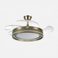 Ventilador Dc Cerrato Cuero 59w 4aspas Desplegables 107d 6980lm 6vel 3000k,4000k,6000k, Remoto+reg.intens+temporizador+memoria