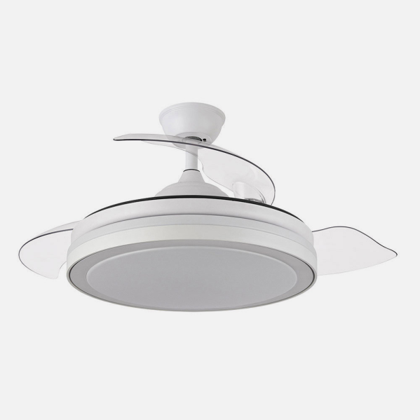 Ventilador Dc Esparta Plus 59w 6980lm Blanco 3 Aspas Desp. 107d 3 Colores C/Remoto+ Temporizador+ Memoria
