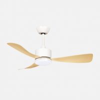 Ventilador Dc Yeste 18w Blanco/haya 3aspas 6vel 106d Luz Opcional 2250lm 3000-4500-6500k Remoto+memoria+temporizador