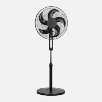 Ventilador De Pie Liberty Negro 3vel 45w 5aspas  Fijo Y Rotatorio C/remoto Y Temporizador Regx43x43cm