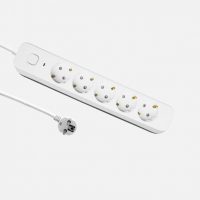 Alargadera Dalton C/cable 3m 3gx1,5mm Blanco/gris 5enchufes+interruptor,prtotecc.para Niños, Indicador luminoso 4x5x31cm