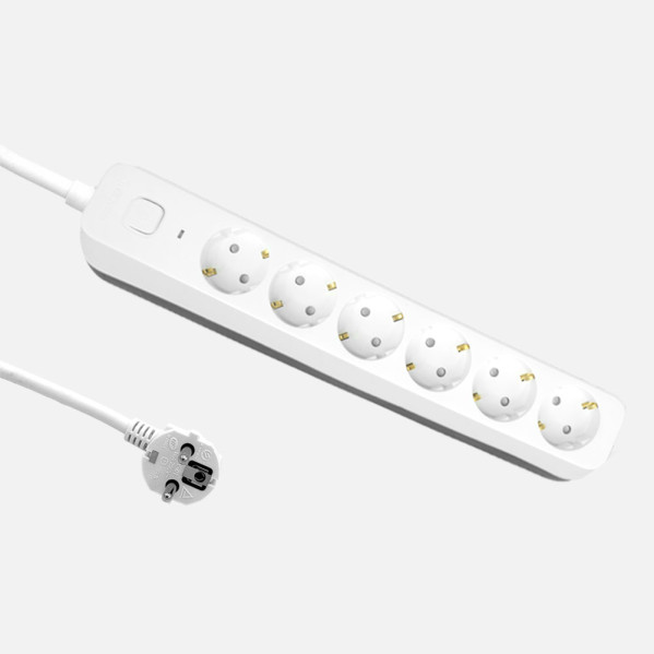 Alargadera Dalton C/cable 3m 3gx1,5mm Blanco/gris 6enchufes+interruptor,prtotecc.para Niños, Indicador Luminoso 4x5x33cm