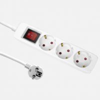 Alargadera Florey Cable 1,5m 3gx1,5mm2, 3enchufes+interruptor Blanca Protecc.para Niños 4x5x19cm