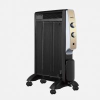 Radiador De Mica Abrigo 1500w 3elem Negro/oro 2potencias Antivuelco,luz Indicadora Termost.regulable 61,5x47x26,5cm