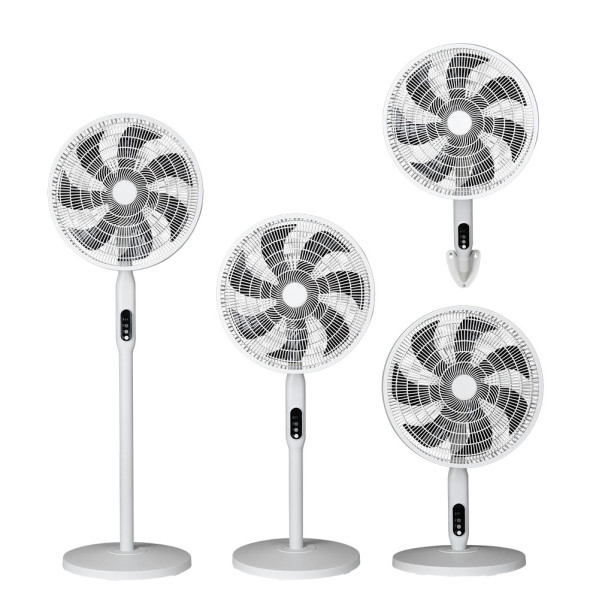 Ventilador Pie 3x1 Mixin Blanco 3vel 60w 7asp 45d Fijo/rotatorio Suelo/pared/sobremesa Regx45x45cm